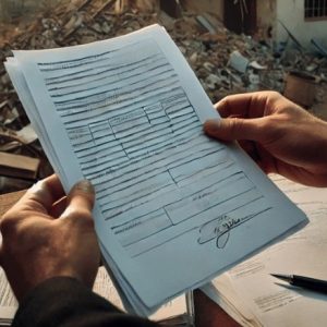 demolição da casa sem a presença de uma pessoa